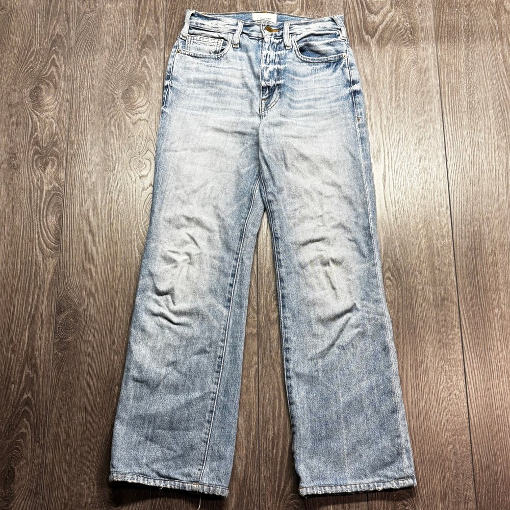 FRAME Le Pixie Jane Light Wash High Rise Straight Leg Jeans Size 24 Petite